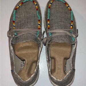 Gray Beaded Hey Dude Shoes